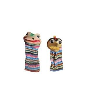 pair 1950's BILL BAIRD HAND PUPPETs - ldeal Crockadile and Bird